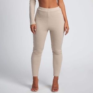 Meshki Ribbed Knit Leggings - Nude